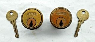 2 Vintage Yale Mortise Cylinders Door Lock With 2 Keys
