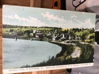 W.  E.  Burgess Post Card Birds Eye View Of Scottsville Va Dated 1914