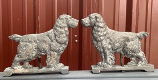 (2) Vintage Aluminum Cocker Spaniel Dog Gate Fence Topper Finial