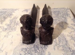 Pair Vintage French Cast Iron Fire Dogs Andirons (3895)