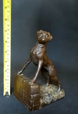 Vintage Cold Cast Bronze Boxer Dog Sculpture Figurine Statue Fine Art Display