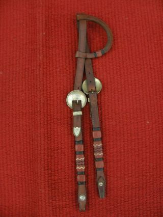 WESTERN VINTAGE SHOW/TRAIL BRAIDED LEATHER HEADSTALL/BRIDLE with SILVER 2