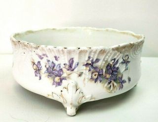 Antique Victorian Hand Painted French Porcelain Footed Center Bowl Jardiniere