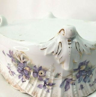 Antique Victorian Hand Painted French Porcelain Footed Center Bowl Jardiniere 3