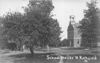 G95/ West Richfield Ohio Rppc Postcard C1910 School House Building