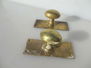 Vintage Brass Door Knobs Handles Pulls Antique Old Plates Oval