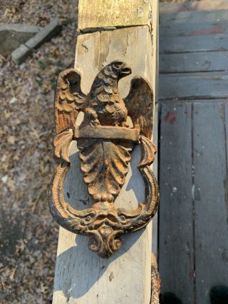 Antique Victorian Cast Iron American Eagle Door Knocker Ornament