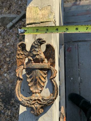 ANTIQUE Victorian Cast Iron American Eagle Door Knocker Ornament 2