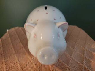 Tiffany & CO Vintage White Porcelain Piggy Bank with pink polka dots 2