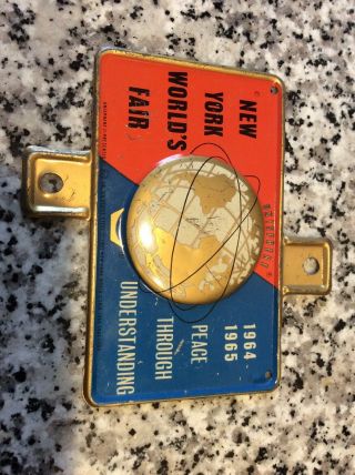 1964 York Worlds Fair Unisphere License Plate Topper 3x5 Inch