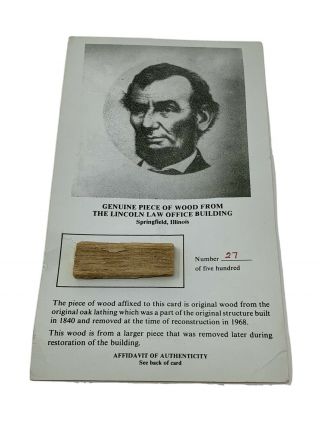 Authentic Oak Lath Wood From Abraham Lincoln 