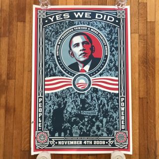 Shephard Fairey Obama “yes We Did” 2008 Moveon.  Org 24x36 Print (damage)