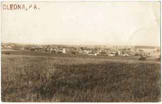 Rppc Real Photo Postcard Distance View From The North Of Cleona,  Pa.  Lebanon Co.