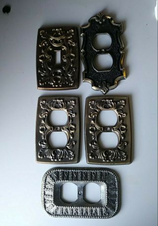 Vintage Ornate Brass Switch Plate Outlet Cover Amer Tack 1968 Priority Ship
