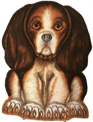 Vintage Basset Hound Beagle Dog Puppy Craft Fabric Panel Cut N Sew Toy Pillow