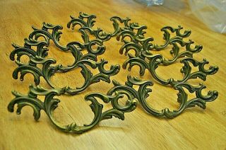 9 Vintage French Provincial Ornate 7 " Drawer Pulls Brass Handles 2 3/4 Centers