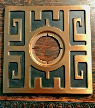 Vintage Schlage Brass & Black Ming Square Door Escutcheon Plate 1950’s Mcm Asian