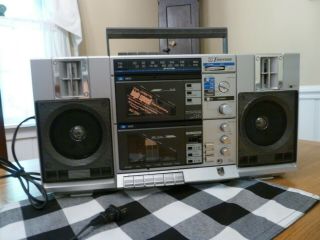 Vntg Emerson CTR 949 Boombox AM FM Radio Dual Cassette duplicater Ghetto Blaster 3