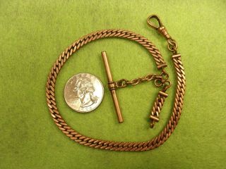 Fabulous Vtg Antique Victorian Rose Gold Filled Curb Link Pocket Watch Fob Chain