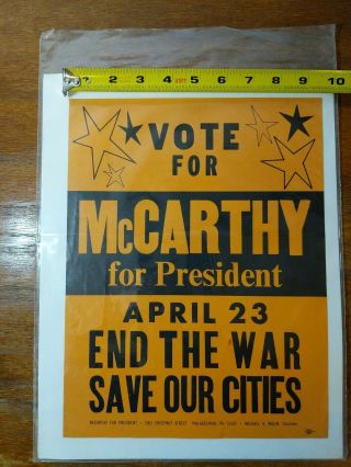 1968 Senator Eugene Mccarthy Campaign Flyer Poster For President