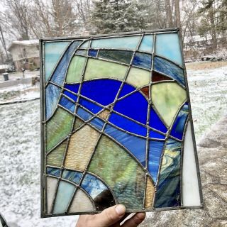 Multi - Colored Antique Leaded Stained Glass Window 10x12 Size