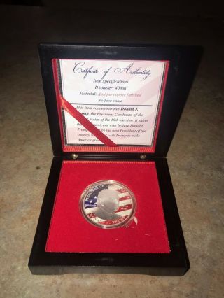 2016 President Donald J Trump Coin In Wood Display Case Certificate Authenticity