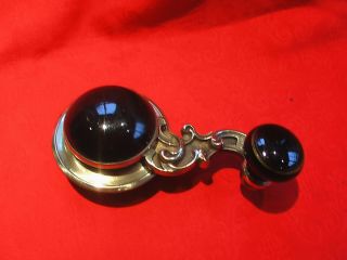 Victorian Brass & Black Ceramic Servants Bell Pull