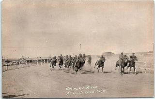 Rppc Cavalry Race Douglas Wyoming State Fair Rodeo Real Photo Postcard