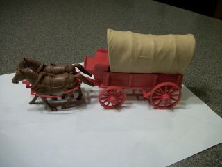 Vintage Marx Wagon Train Playset Red Wagon