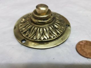 Antique Vintage Old Victorian Cast Brass Door Bell Push 65mm Press Ornate