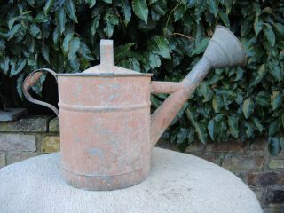 2 Gallon Vintage Galvanised Metal Watering Can With Large Copper Rose (34)
