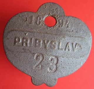 Czech U.  Austro - Hung.  - Old 1894 Pribyslav - Dog Tax License Tag - More On Ebay.  Pl