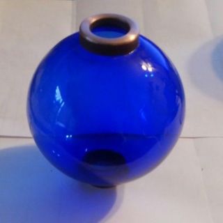 4.  5  Blue Glass Ball For Weathervane Or Lightening Rods Fits 1/2  Rod