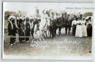 Cheyenne " Indians On Dress Parade " Kingfisher Oklahoma; Photo Postcard Rppc K