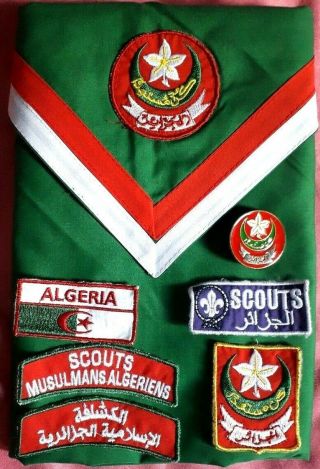 Algerian Boy Scout National Scarf / Neckerchief - Badges & Pin Scout Of Algeria