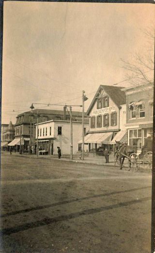 Derry Nh Dirt Street View Storefronts Horse & Wagon Real Photo Postcard