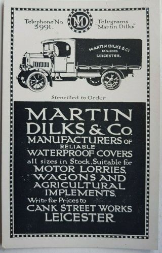 Martin Dilks & Co,  Cank Street,  Leicester.  Postcard.