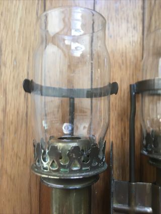 Vintage Railway Train Carriage / Home Wall Sconces Candle Brass Glass13” 2