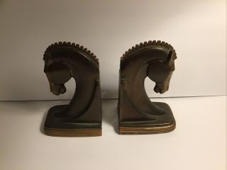 Antique Vintage Trojan Horse Bookends Copper Bronze Cast Metal (rare Find)