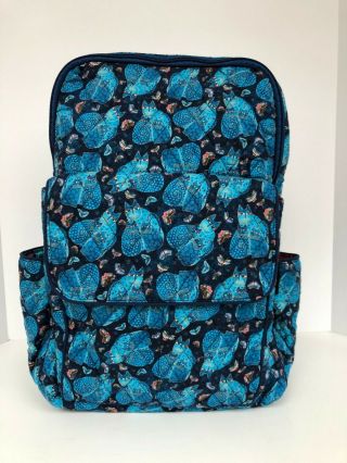 Laurel Burch Collectable Blue Cat & Butterfly Quilted Backpack W/tags