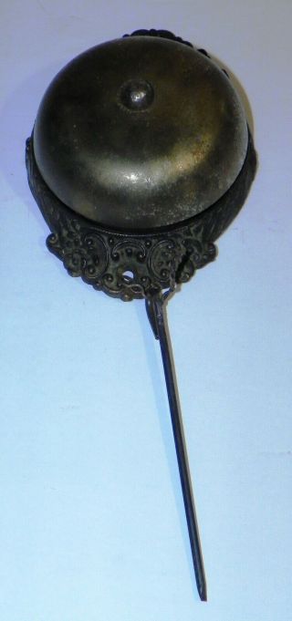 Antique Victorian - Era 1893 Russell & Erwin Hand - Crank Brass Bell Doorbell Ringer
