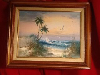 Vintage Oil Painting,  Listed Artist J.  Thompson,  Landscape Seascape Art Framed