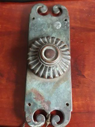 Antique 19th Century Cast Iron/brass? Door Bell Plate With Wiring