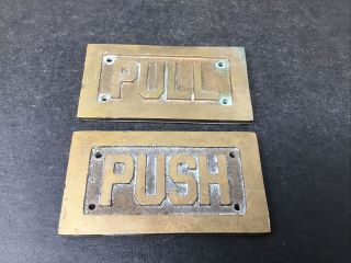 Antique Vintage Brass Door Plates Push Pull Store Theater Bank Gas Station