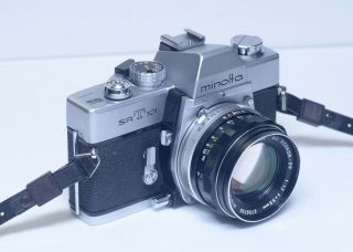 Minolta Srt101 Vintage Slr 35mm Film Camera Rokkor Mc 55mm F/1.  7 Lens Japan