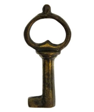 Post Medieval Bronze Casket Key 16th Century Projecting Knop Bow 1½ " - Ref.  K194