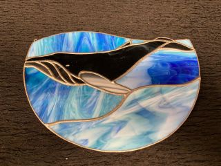 Stained Glass Panel Window Art Suncatcher Humpback Whale Tiffanystyle Hand Made