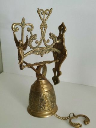 Ornate Vintage BRASS Church Monastery BELL Wall Mount Vocem - Meam - A - Ovime - Tangit 3