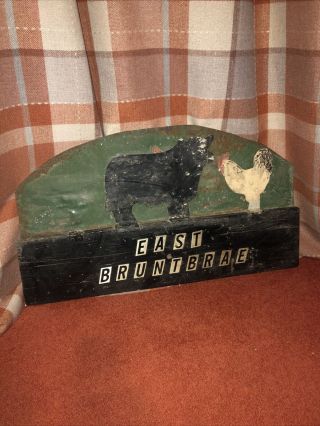 Vintage Tin And Wood House Farm Sign Chicken Cow