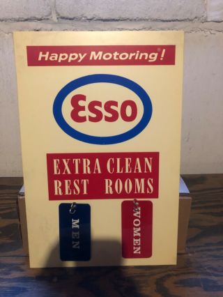Vintage Esso Dealer Nos Restroom Happy Motoring Sign Key Holder